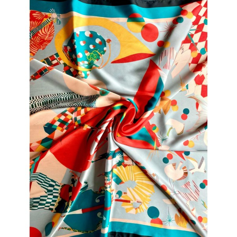 Bolder Scarf Kırmızı/petrol Gramafon Fular 100*100 Şal / Fular & Eşarp Fiyatı