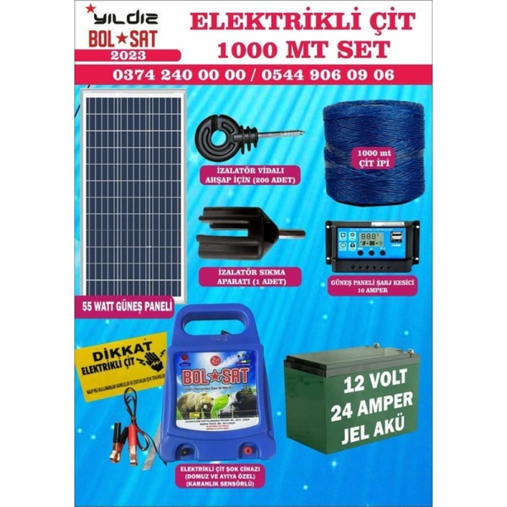 Bolsat Elektrikli Çit Seti Domuz ve Ayı 1000 mt Lik Paket Bahçe Çiti Fiyatı