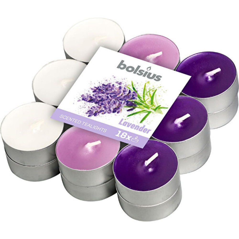 Bolsius Lavanta Kokulu, Karışık Renkli 4 Saat Yan Ma Süreli Tea Light Mum (18'li Paket) Dekoratif Mum Fiyatı