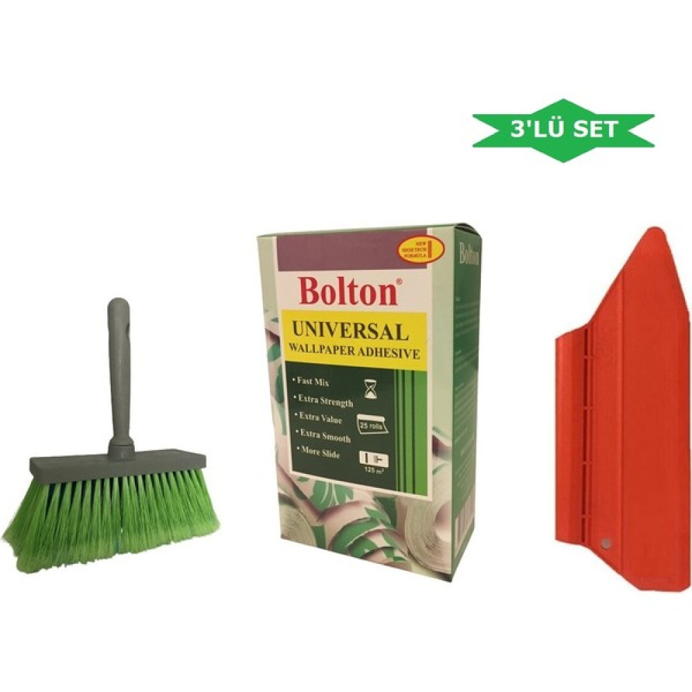 Bolton 3'lü Set 500 Gr. Duvar Kağıdı Yapıştırıcısı Tutkalı (Tutkal-Spatula-Fırça) - 1 Adet Nalburiye & Hırdavat Fiyatı