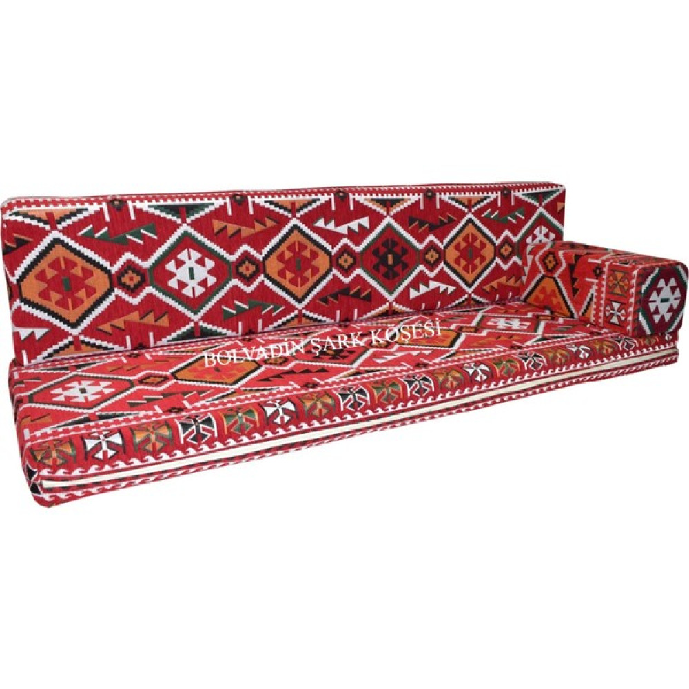 Bolvadin Şark Köşesi MTK408-401 Şark Köşesi Kırmızı Halı Ds. Üçlü Minder Takımı 140LIK Puf Fiyatı