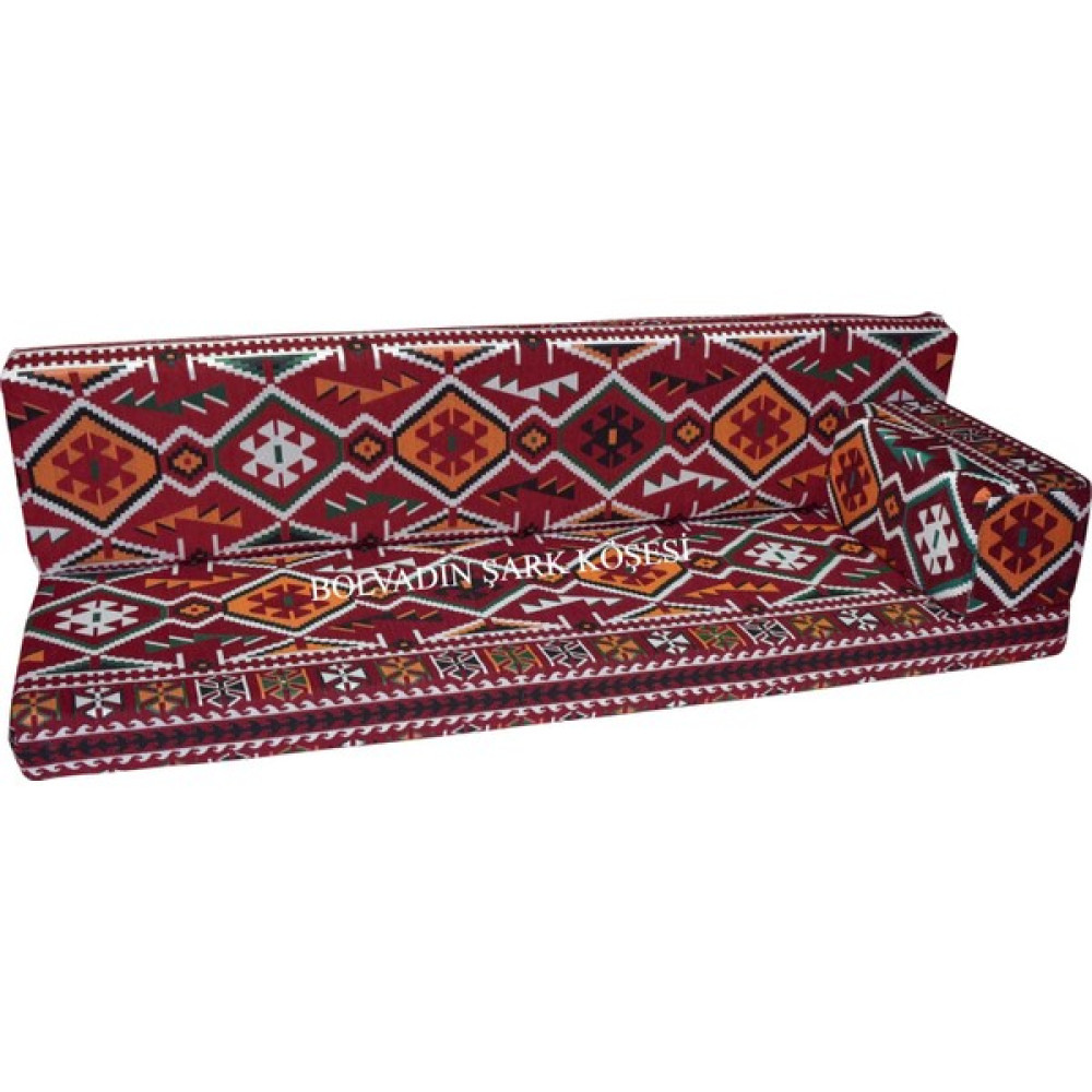 Bolvadin Şark Köşesi MTK414-402 Şark Köşesi Bordo Halı Ds. Üçlü Minder Takımı 180LİK Puf Fiyatı