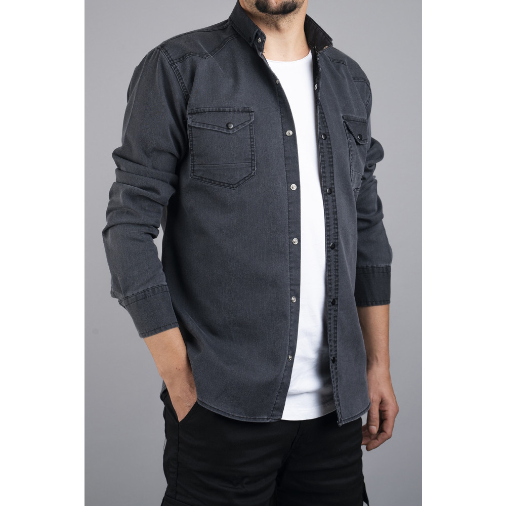 bombe Erkek Kot Gömlek Slim Fit Füme 124 S Beden Kadın Gömlek Fiyatı