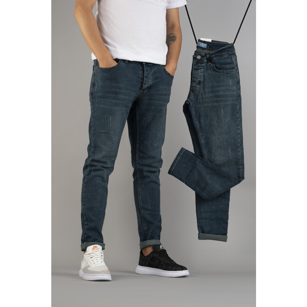 bombe Erkek Slim Fit Likralı Tırnaklı Kot Pantolon Mavi 30 Beden Bayan Jeans / Kot Pantolon Fiyatı