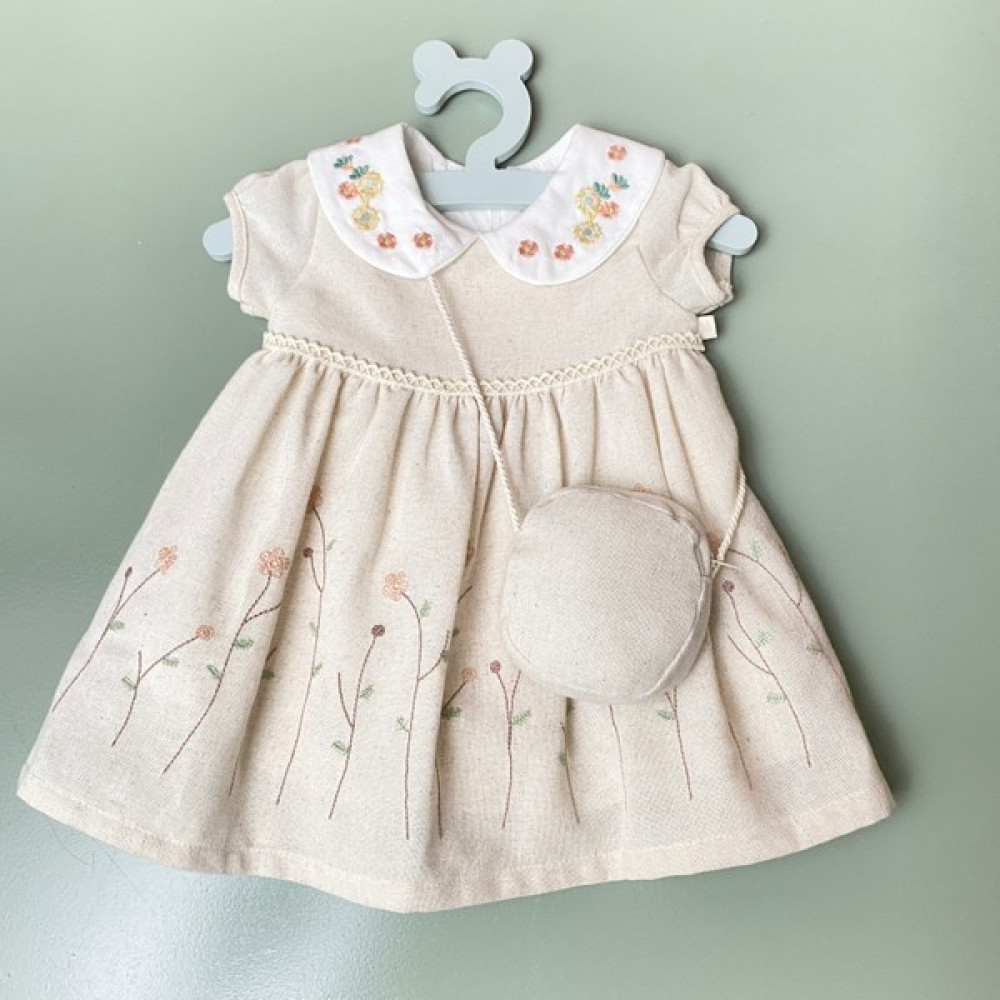 Bon Chic Baby Bebek/çocuk Çantalı Keten Elbise Bebek Elbisesi Fiyatı