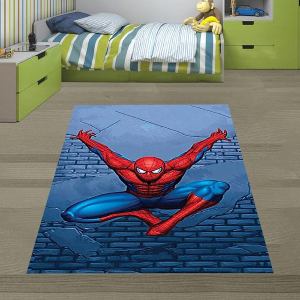 Bona Fortuna Örümcek Adam Desenli Spider Man Dijital Baskı Yıkanabilir Kaymaz Taban Çocuk Genç Odası Halısı - 40 x 40 cm - Kırmızı - Mavi Bebek Odası Halı Fiyatı