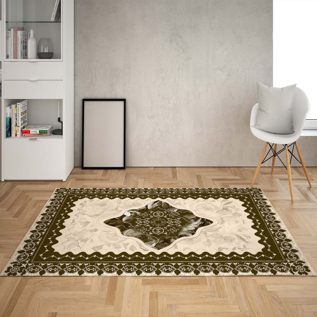 Bona Fortuna Osmanlı Motifler Dijital Baskı Yıkanabilir Kaymaz Taban Leke Tutmaz Salon Halısı ve Yolluk(Kahve) - 180 x 280 cm - Kahverengi - Bej Salon Halısı Fiyatı