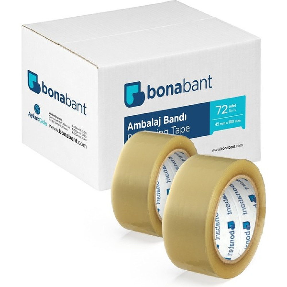 Bonabant Akrilik 4,5 cm x100 mt 72 Adet Şeffaf Koli Bandı - 100 Nalburiye & Hırdavat Fiyatı