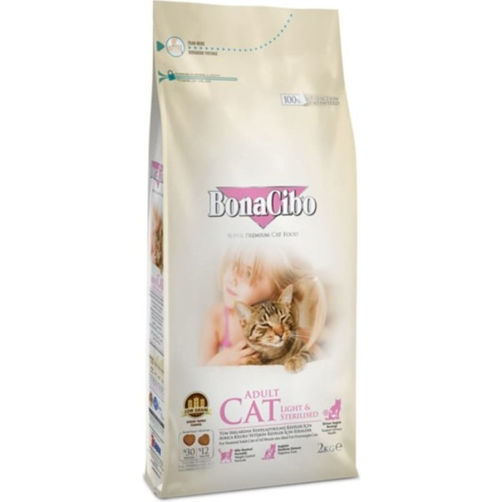 Bonacibo Adult Cat Light - Sterilised Kısırlaştırılmış Kediler için Yetişkin Kedi Maması 2 Kg. Evcil Hayvan Ürünleri Fiyatı