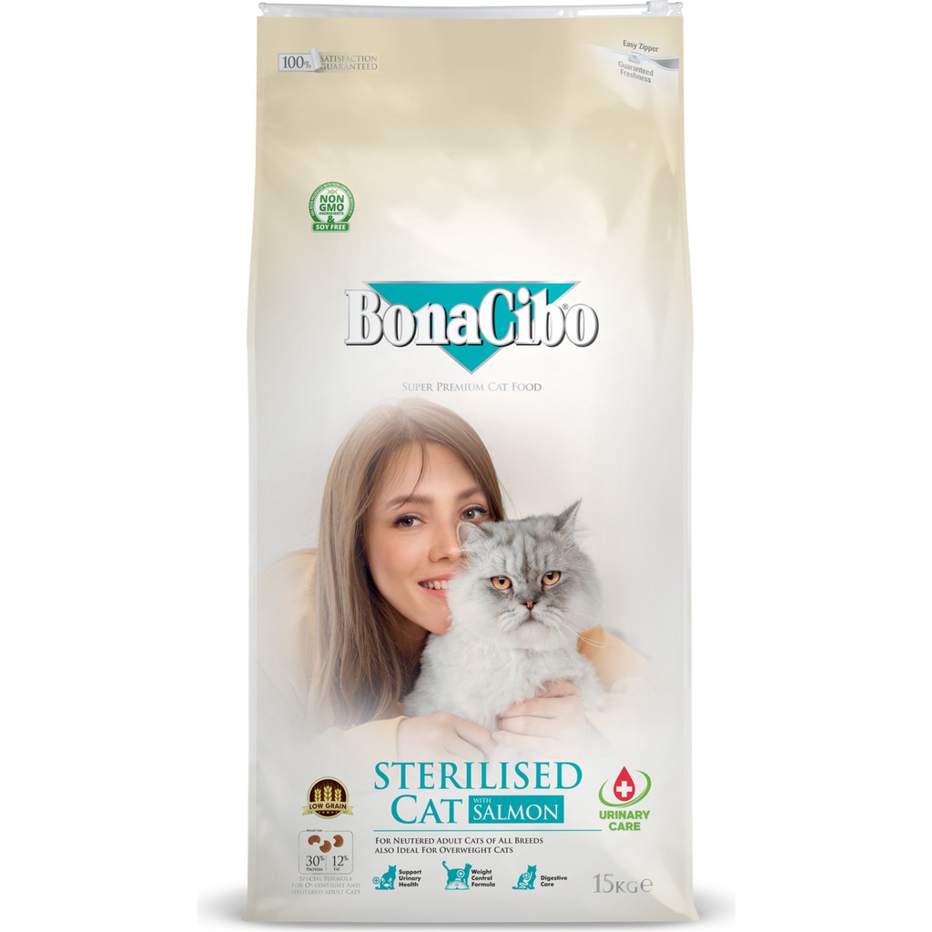 BonaCibo Adult Cat Sterilised Somonlu Kısırlaştırılmış Yetişkin Kedi Maması, 15 Kg, Tüm Irklar, Şekersiz Evcil Hayvan Ürünleri Fiyatı