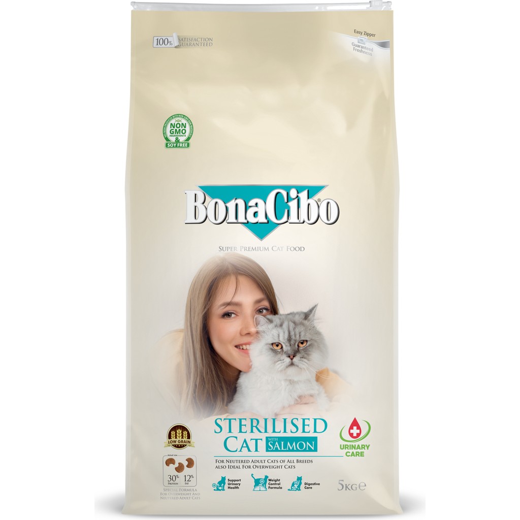 BonaCibo Adult Cat Sterilised Somonlu Kısırlaştırılmış Yetişkin Kedi Maması, 5 Kg, Tüm Irklar, Şekersiz Evcil Hayvan Ürünleri Fiyatı