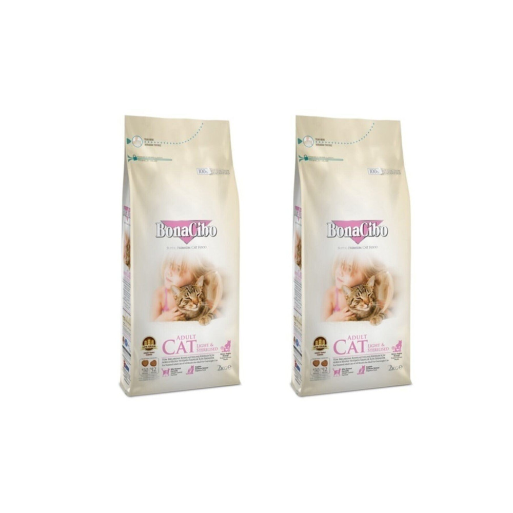 BonaCibo Kısırlaşlaştırılmış Kedi Maması Light - Steril Kısır Kedi Maması 2 Kg. X 2 Paket Toplam 4 Kg. Evcil Hayvan Ürünleri Fiyatı