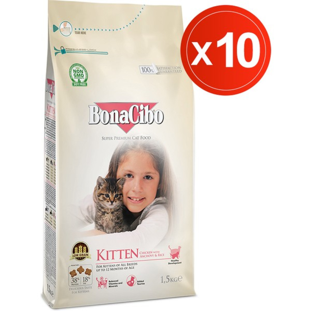 Bonacibo Kitten 1.5 kg x 10 Lu - Tavuklu (Hamsi ve Pirinç Eşliğinde) Yavru Kedi Maması Evcil Hayvan Ürünleri Fiyatı