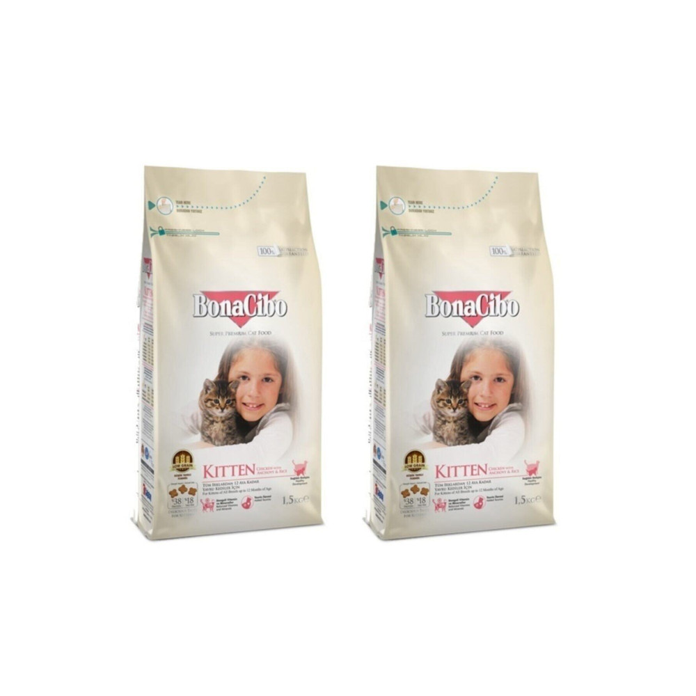 BonaCibo Kitten 1.5 kg x 2 li Tavuklu Hamsi Ve Pirinç Eşliğinde Yavru Kedi Maması Evcil Hayvan Ürünleri Fiyatı