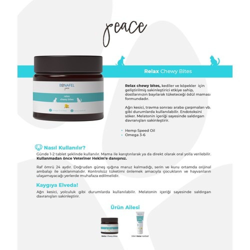 Bonafel Kedi ve Köpekler için Anti-Stress Çiğneme Tableti 100 gr (50 T