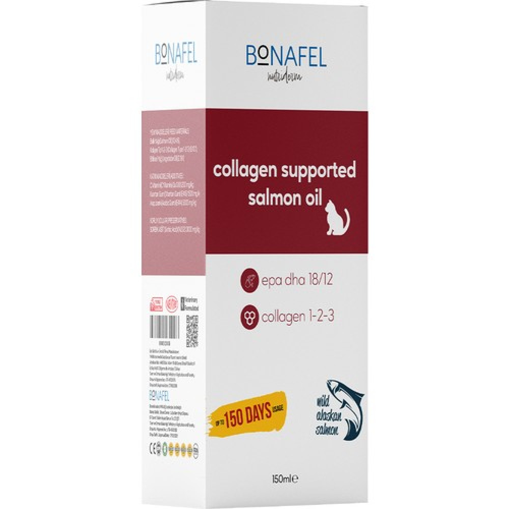 Bonafel Kedi ve Köpekler için Kolajen Katkılı Alaska Somon Yağı 150 ml
