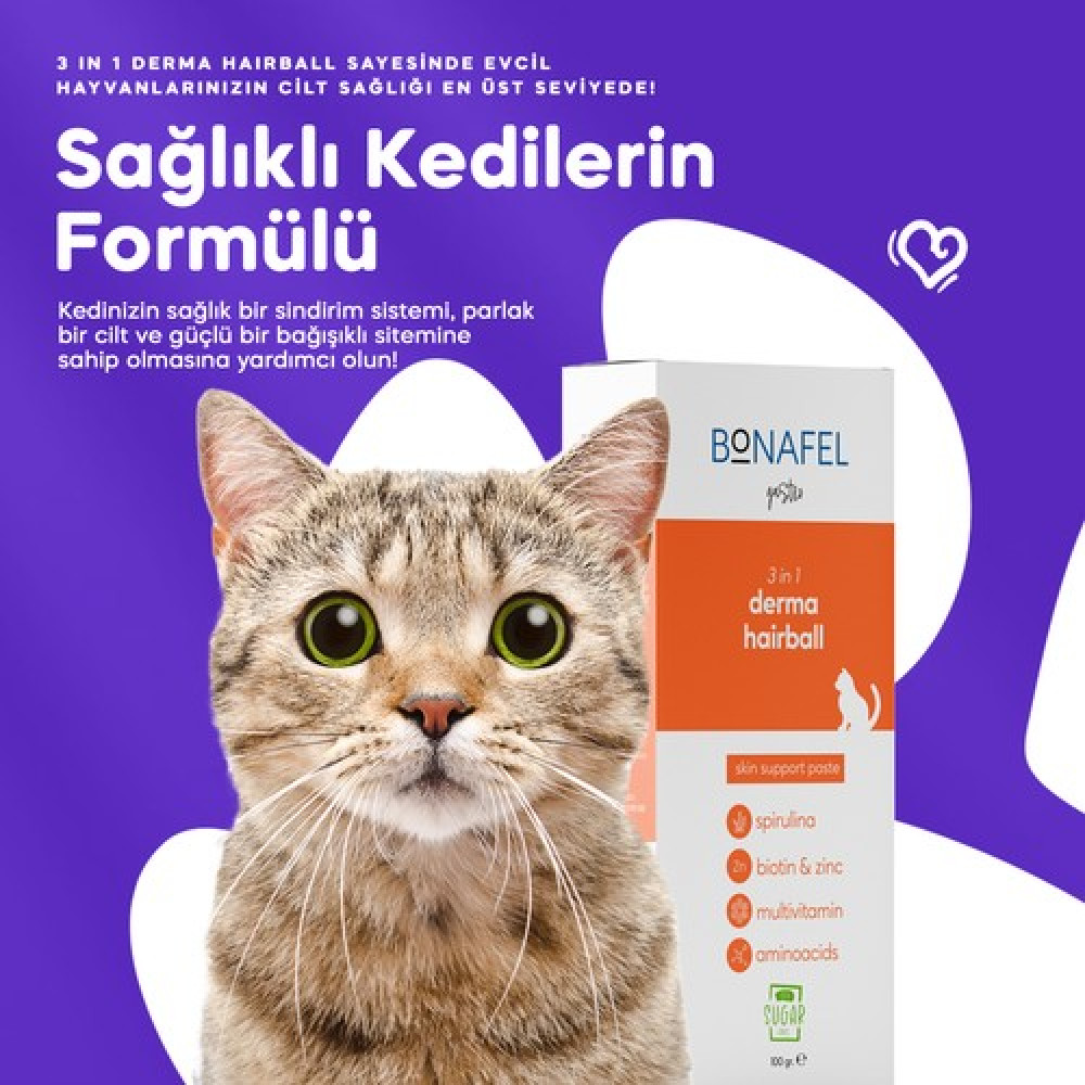 Bonafel Kediler için Multivitamin Katkılı Tüy Yumağı Önleyici Macun 10