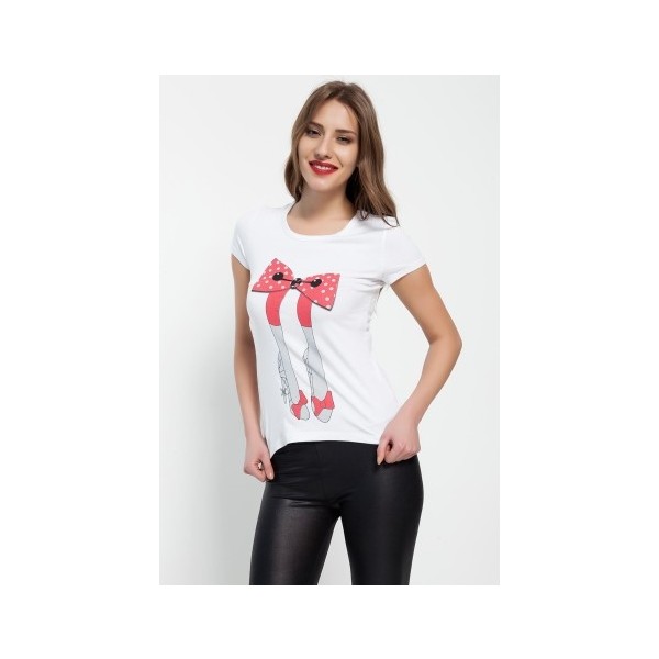 Bonalodi Kurdele Puantiye Beyaz Bayan T-Shirt Giyim & İç Giyim Fiyatı