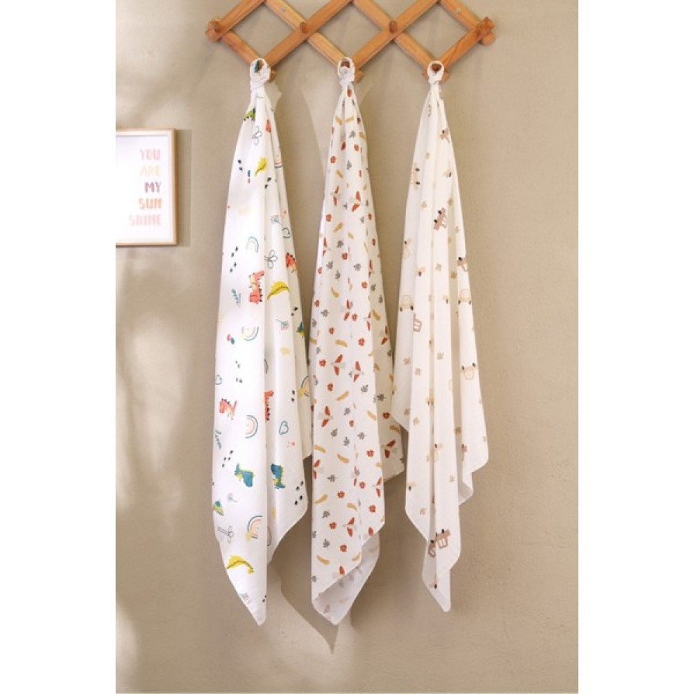 Bondberro 3 Adet Çok Amaçlı Müslin Örtü & Battaniye Pamuk Xl Boy 100 x 80 cm - Beyaz - 80 x 100 cm Bebek Battaniyesi Fiyatı
