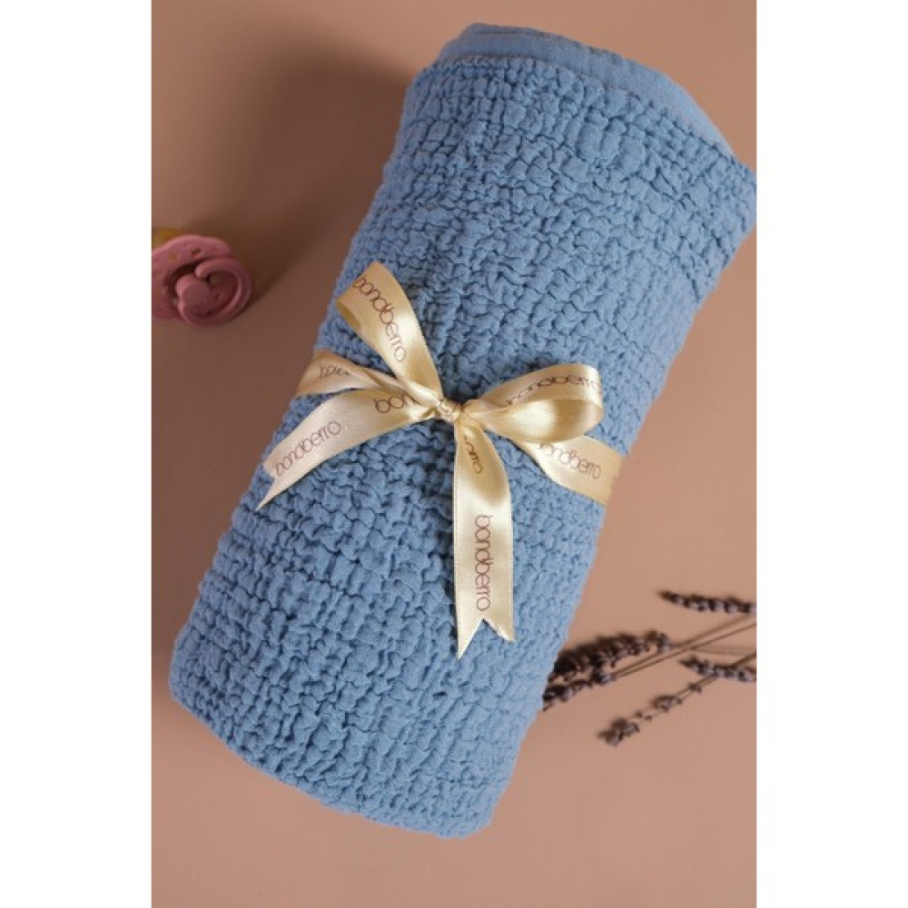 Bondberro 4 Katlı Multi Müslin Örtü & Battaniye Premium Serisi Organik Oeko-Teks Sertifikalı 120 x 100 cm - Mavi - 100 x 120 cm Bebek Battaniyesi Fiyatı