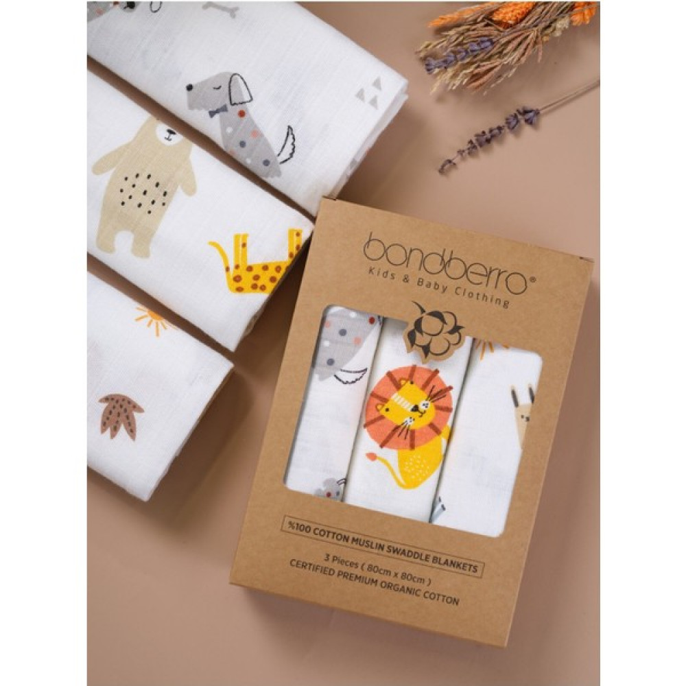 Bondberro Çok Amaçlı Müslin Örtü & Battaniye 3'lü Set %100 Pamuk Oeko-Teks Sertifikalı 80X80 cm - Lila - 80 x 80 cm Bebek Battaniyesi Fiyatı