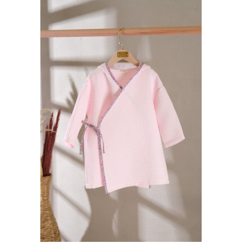 Bondberro Waffle Müslin Kumaş Bebek ve Çocuk Kimono Bornoz %100 Pamuk - Pembe - 18 - 24 Ay Bebek Banyo-Tuvalet Fiyatı