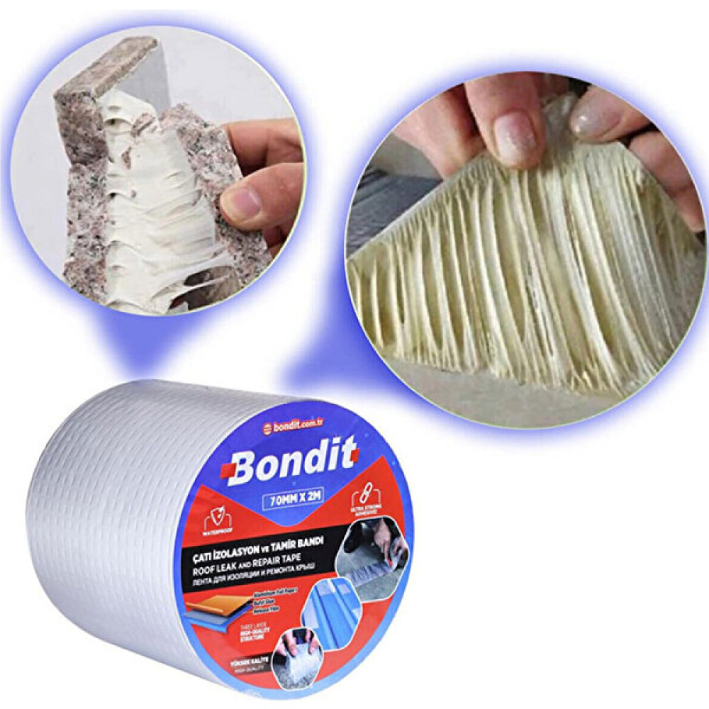 Bondit Çatı Izolasyon Ses Su Yalıtım Tamir Bandı Çamur Bant 7 cm x 2 M Nalburiye & Hırdavat Fiyatı