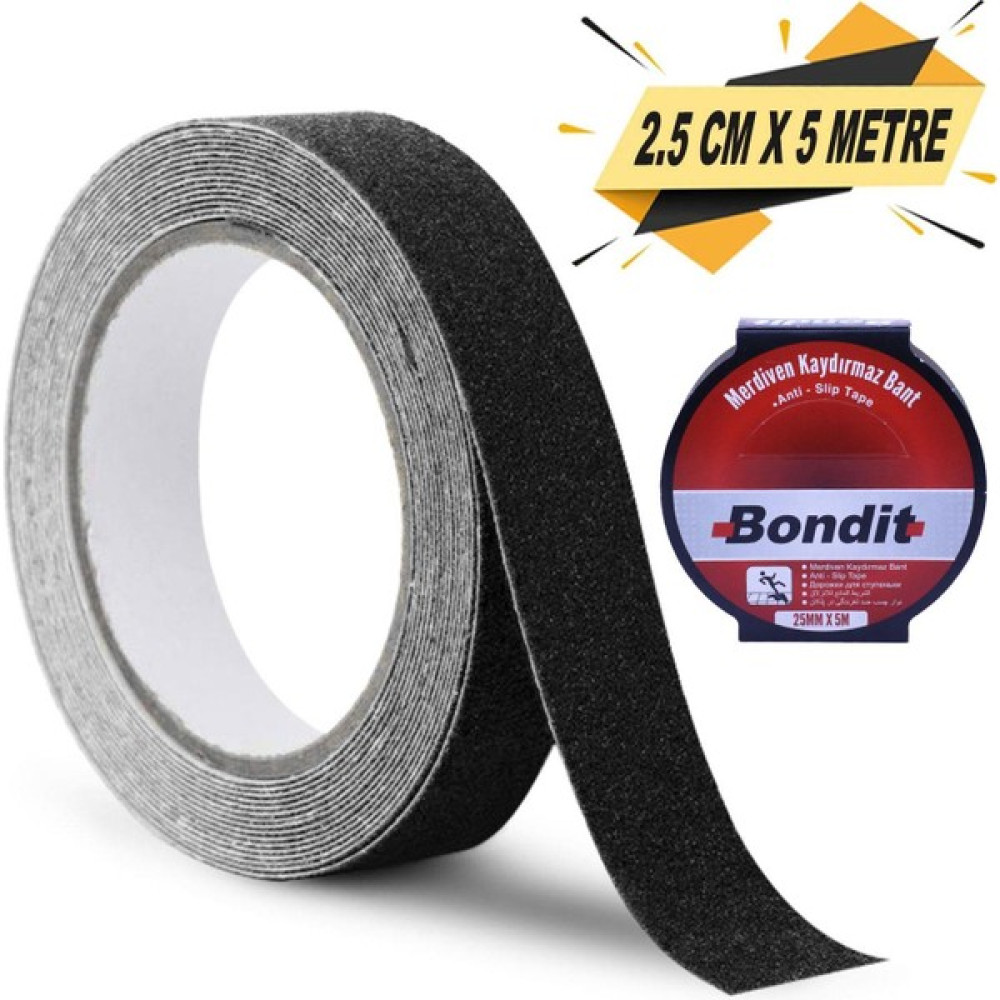 Bondit Merdiven Zemin Kaydırmaz Bant Kaymaz Bant Siyah 25 mm x 5 M Nalburiye & Hırdavat Fiyatı