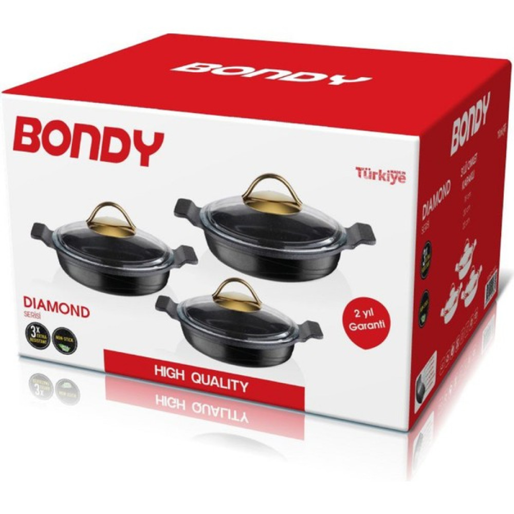 Bondy Dıamond 3lü Sahan Cam Kapaklı Set Tavalar Fiyatı