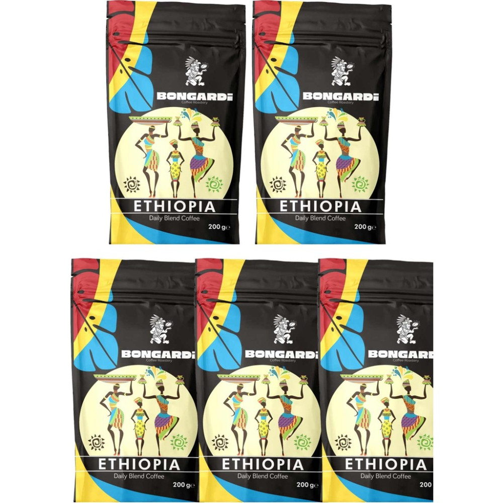 Bongardi Coffee 5X200G Etiyopya Yöresel Blend Kahve Seti (Çekirdek Veya Öğütülmüş Seçilebilir) - Öğütülmüş Filtre Kahve Kahve Fiyatı