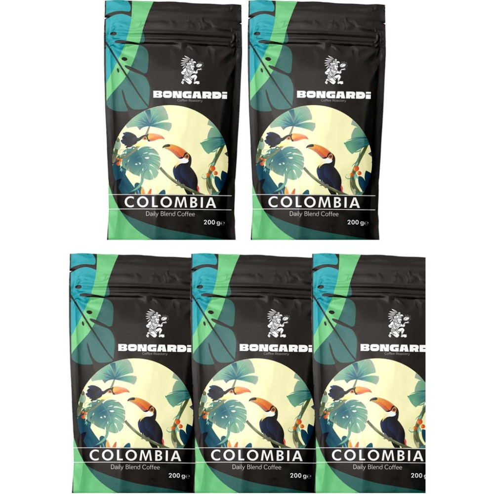 Bongardi Coffee Colombia Yöresel Blend Kahve Seti 5X200G (Çekirdek Veya Öğütülmüş Seçilebilir) - Çekirdek (Öğütülmemiş) Kahve Fiyatı