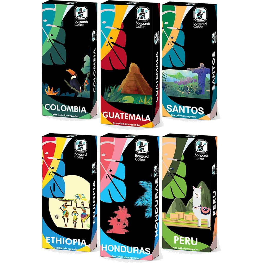 Bongardi Coffee Kapsül Kahve 60 Adet Nespresso Uyumlu Honduras Etiyopya Peru Colombia Guatemala Santos - 1 Paket - Filtre Kahve Diğer Fiyatı