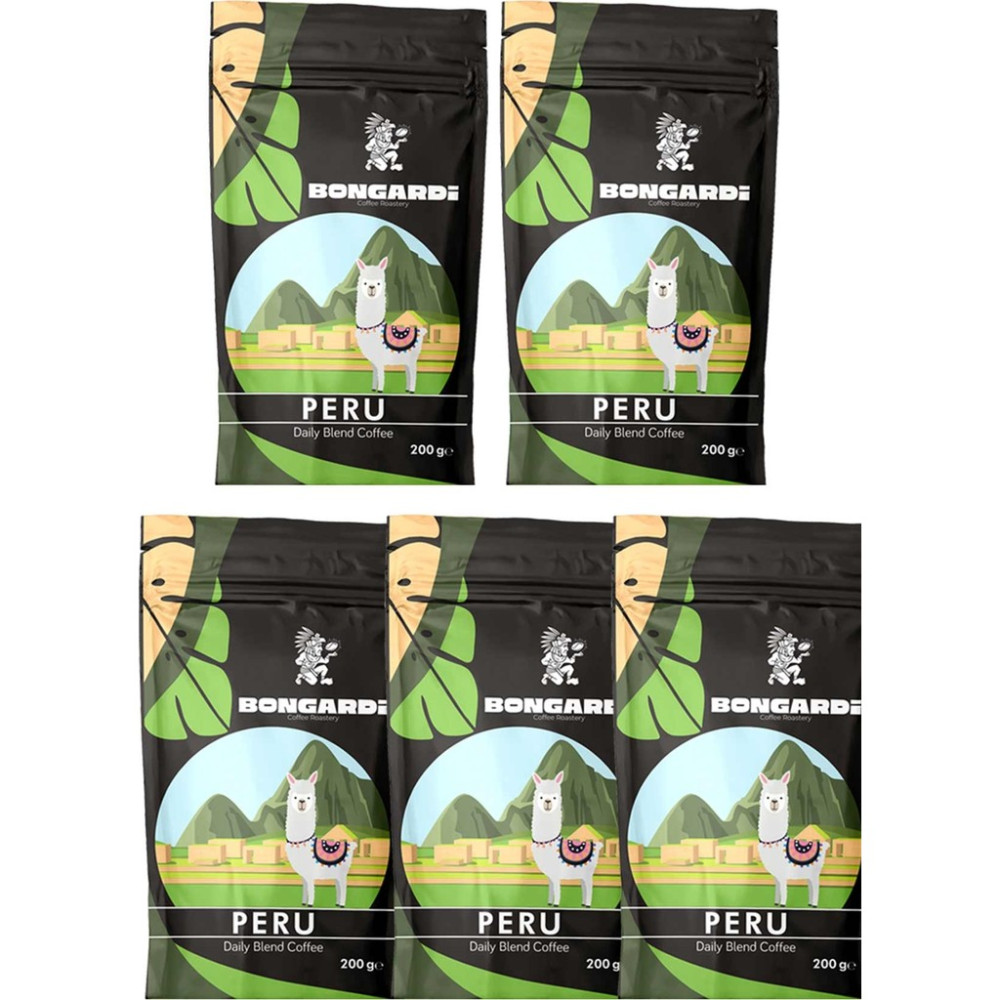 Bongardi Coffee Peru Yöresel Blend Kahve Seti 5X200G (Çekirdek Veya Öğütülmüş Seçilebilir) - Öğütülmüş Filtre Kahve Kahve Fiyatı