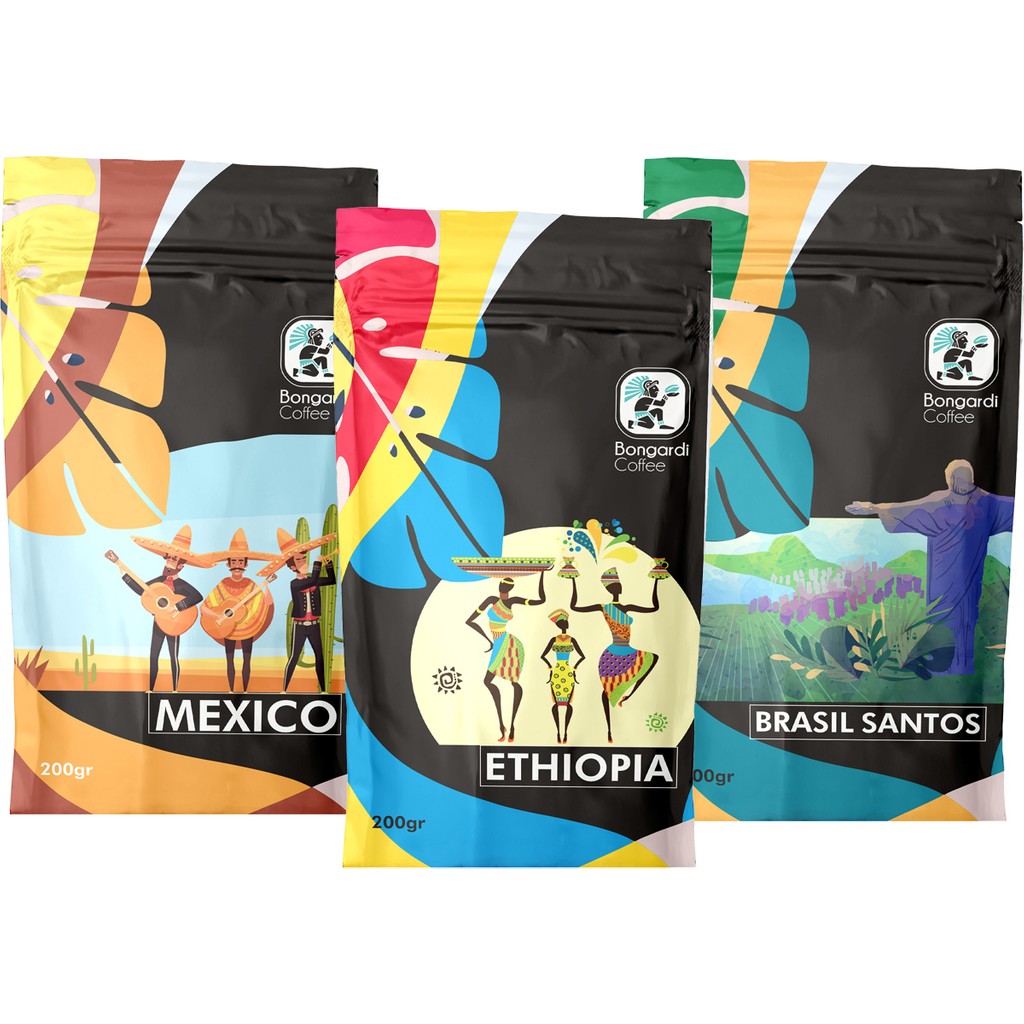 Bongardi Coffee Santos Etiyopya Meksika Filtre Kahve 3 x 200 gr - 600 gr - Çekirdek Diğer Fiyatı