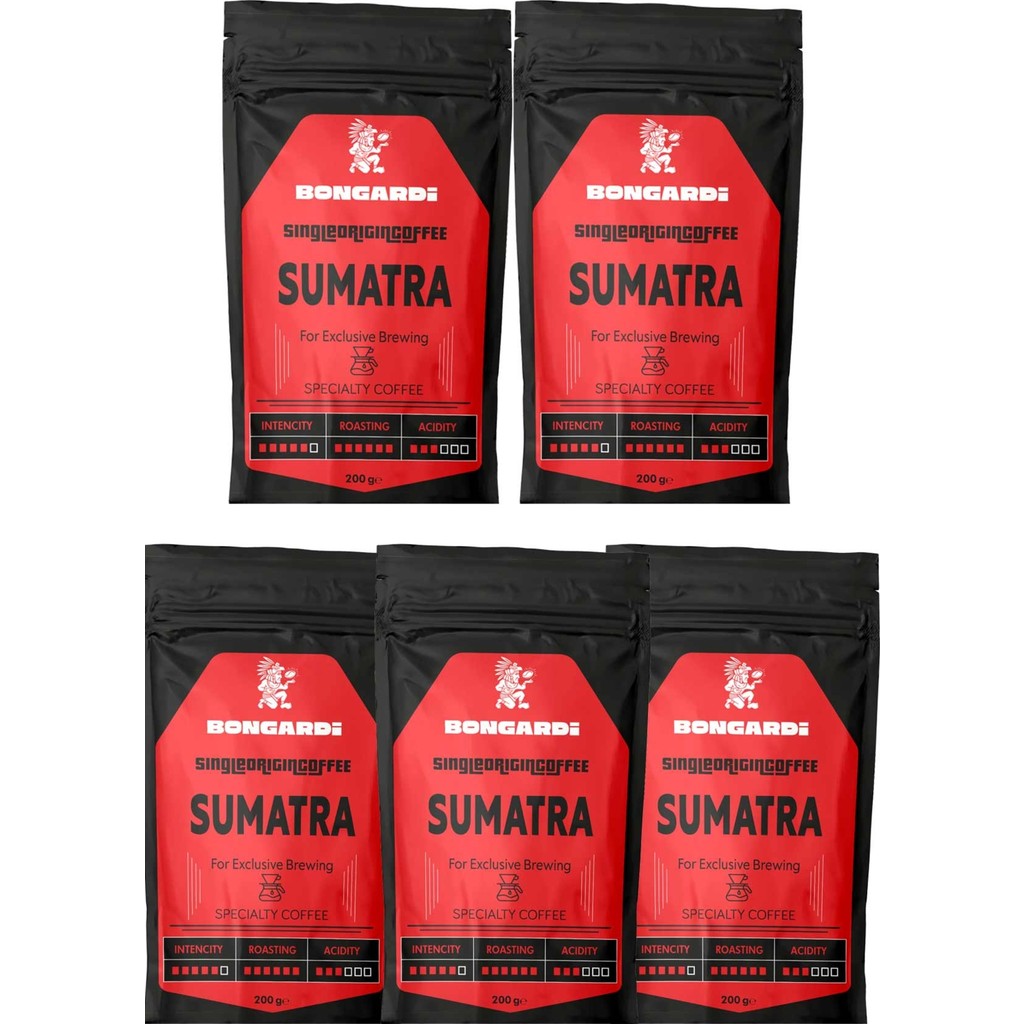 Bongardi Coffee Sumatra Yöresel Single Orjin Nitelikli Kahve 5X200G (Çekirdek Veya Öğütülmüş Seçilebilir) - Öğütülmüş Filtre Kahve - 1 kg Diğer Fiyatı