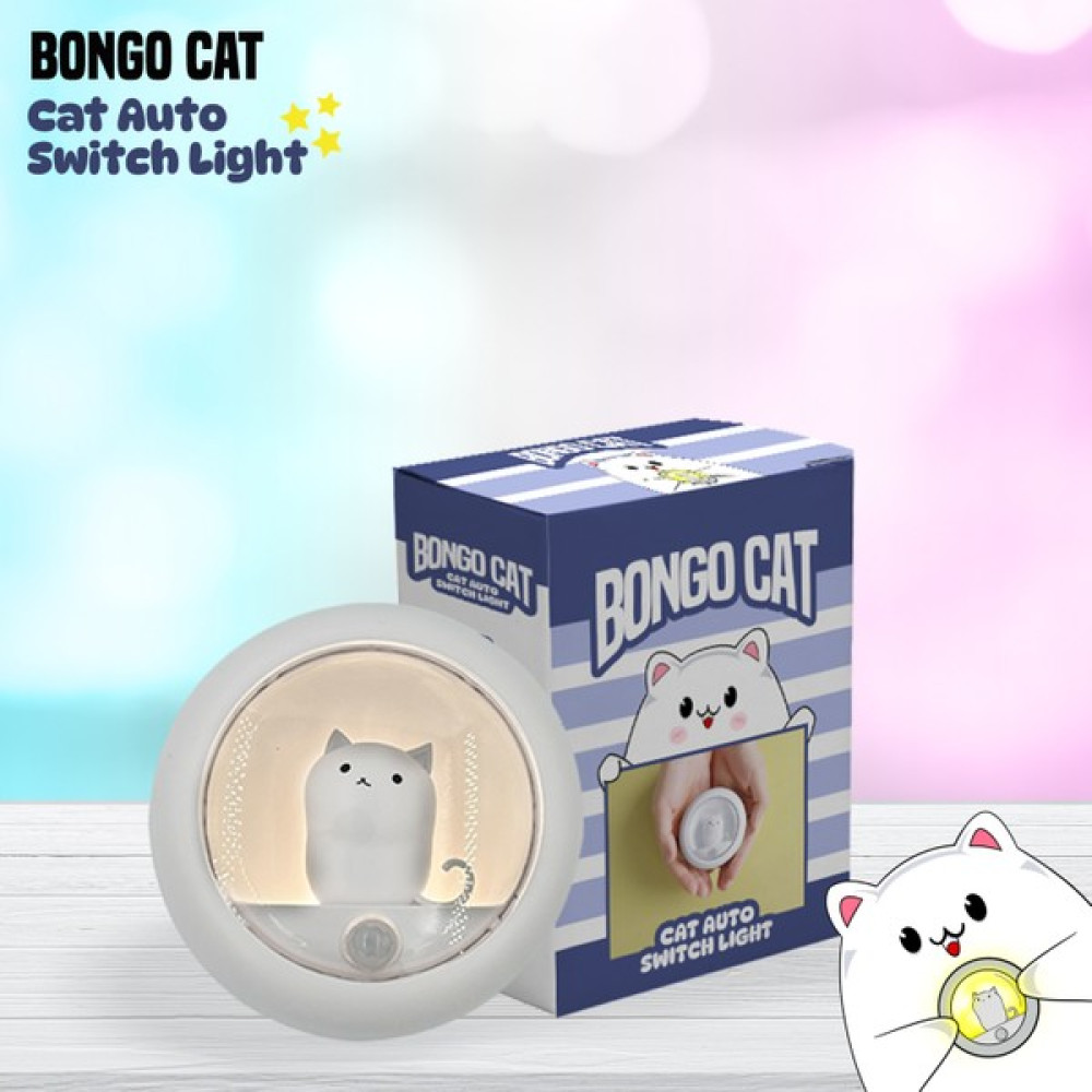 Bongo Cat LED Işıklı Hareket Sensörlü Mıknatıslı USB Şarjlı Gece Lambası - Beyaz Gece Lambası Fiyatı