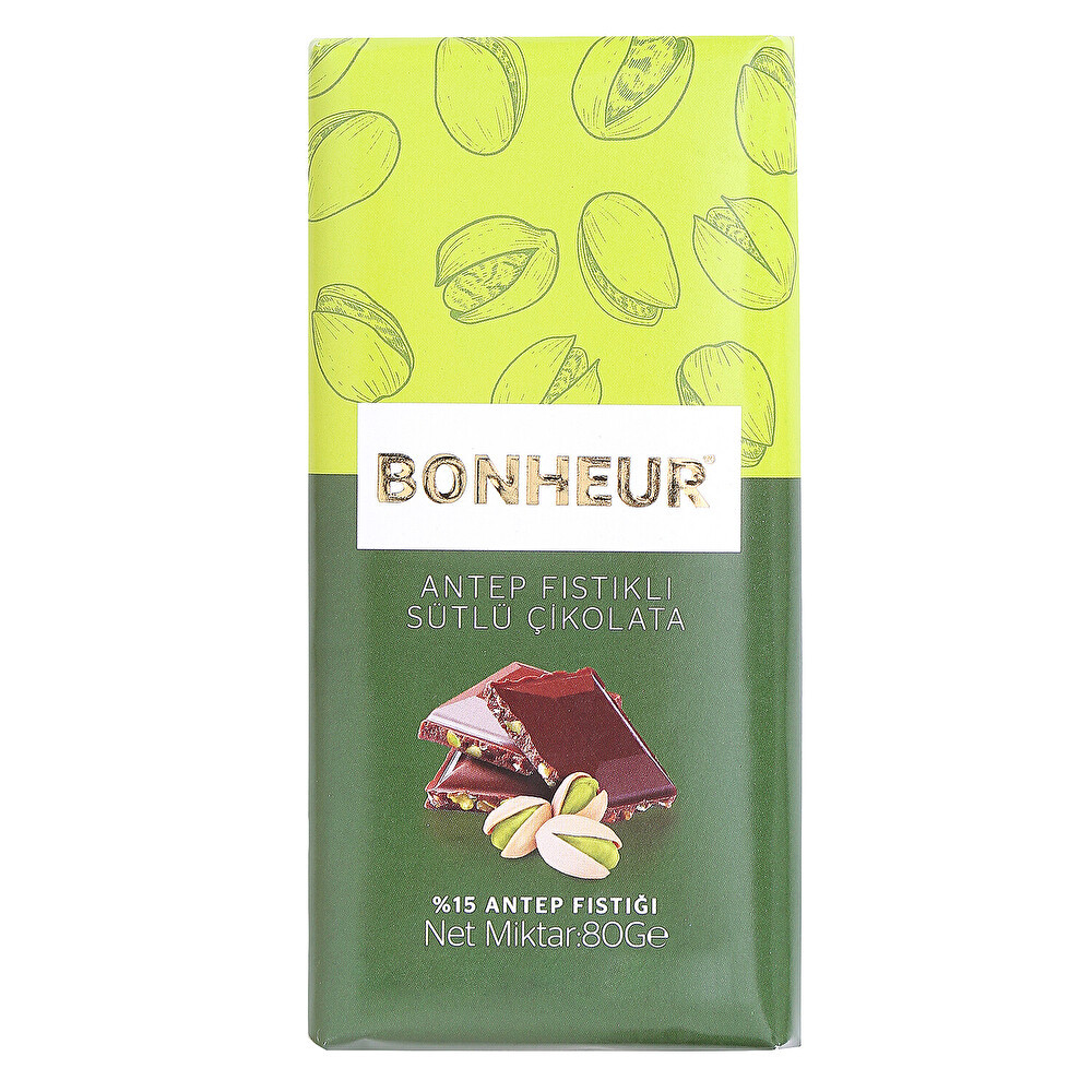 Bonheur Antep Fıstıklı Tablet Çikolata 80 g Çikolata ve Gofret Fiyatı