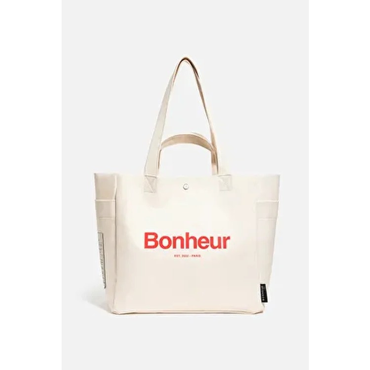 Bonheur N°4 Kanvas Çanta Cloud White Kadın Tasarım 33 x 38 cm Geniş İç Hacim ve Çift Kulp Kanvas Tablo Fiyatı