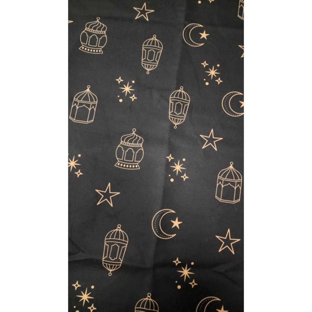Boni Tasarım Ramazan Bayramı Desenli Kumaş 5 - 140 cm - 1 m - Siyah - Sarı Kumaşlar Fiyatı