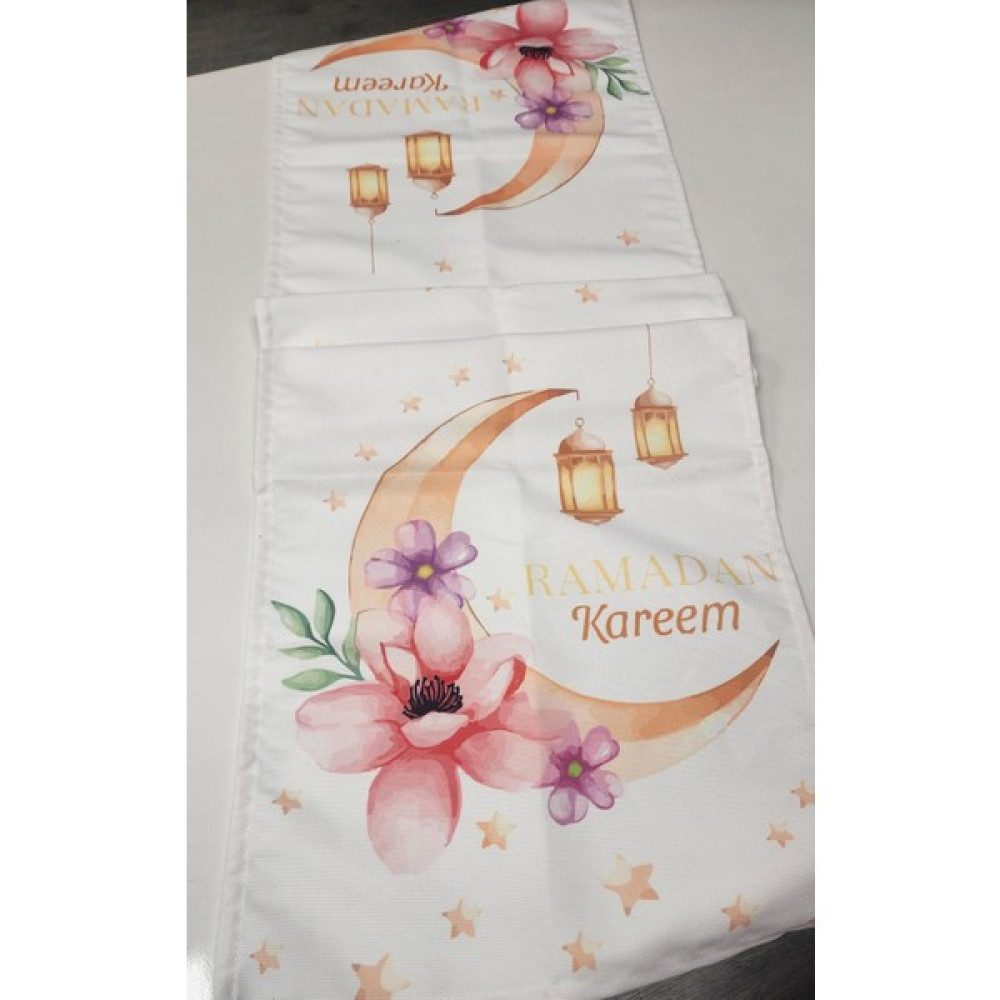 Boni Tasarım Ramazan Bayramı Desenli Runner 16 - Açık Pembe - Beyaz - 40 x 140 cm Masa Örtüsü Fiyatı