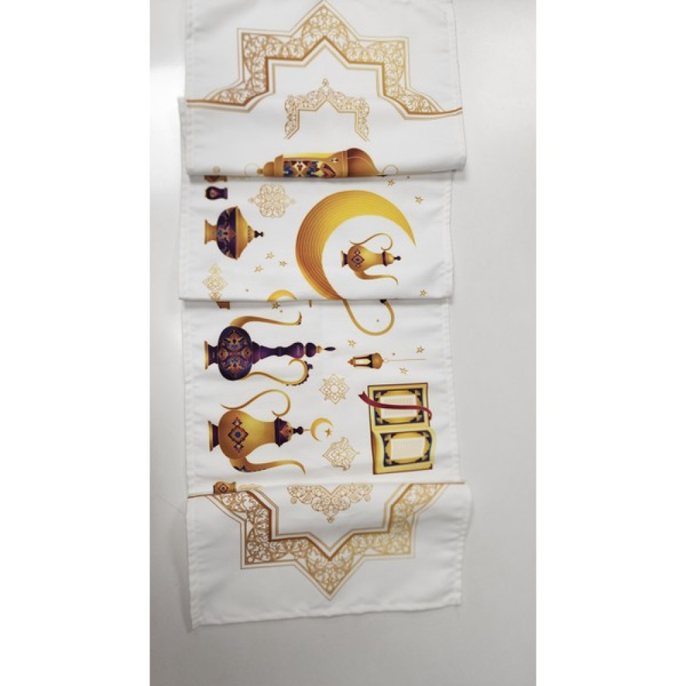 Boni Tasarım Ramazan Bayramı Desenli Runner 2 - Beyaz - Gold - 40 x 140 cm Masa Örtüsü Fiyatı