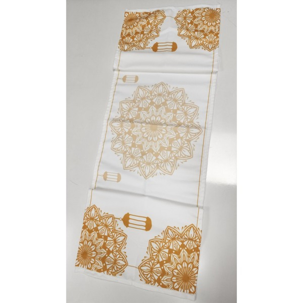 Boni Tasarım Ramazan Bayramı Desenli Runner 20 - Beyaz - Gold - 40 x 140 cm Masa Örtüsü Fiyatı
