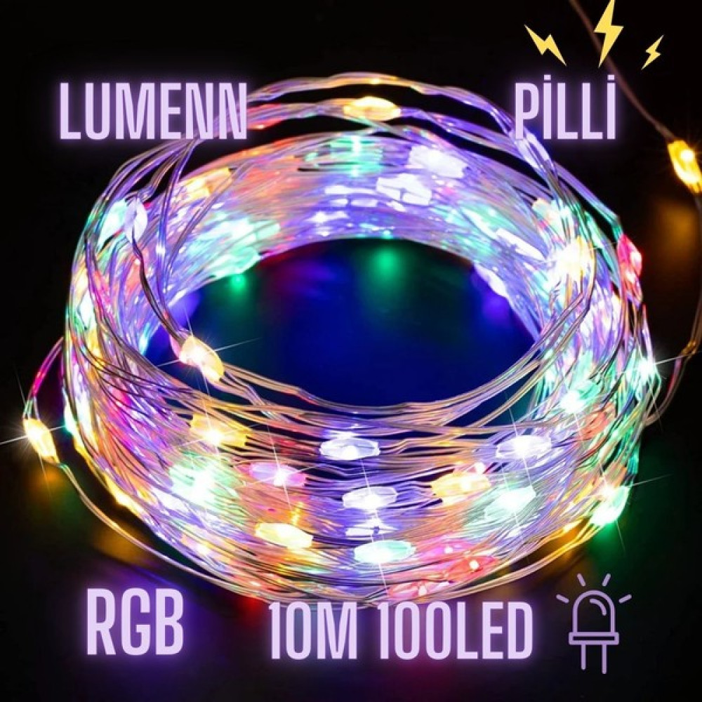Bonibbo Peri Led Işık Pilli 10 Metre Rgb|Su Geçirmez Esnek Ve Güçlü Işık Performansı-Tel Şerit Led - 10m - Renkli Elektrik ve Aydınlatma Fiyatı