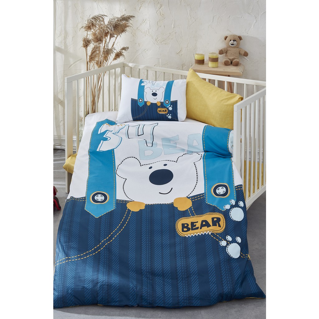 Bonjardin Home 3D Pamuklu Bebek Nevresim Takımı 100x150 cm Ayı Deseni ile Rahat Uyku Nevresim Takımı Fiyatı