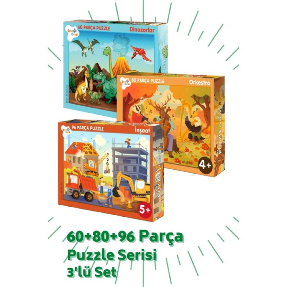 Bonkido 3 'lü Puzzle Set - 60, 80 ve 96 Parça Puzzle 4+Yaş Oto Boyaları Fiyatı