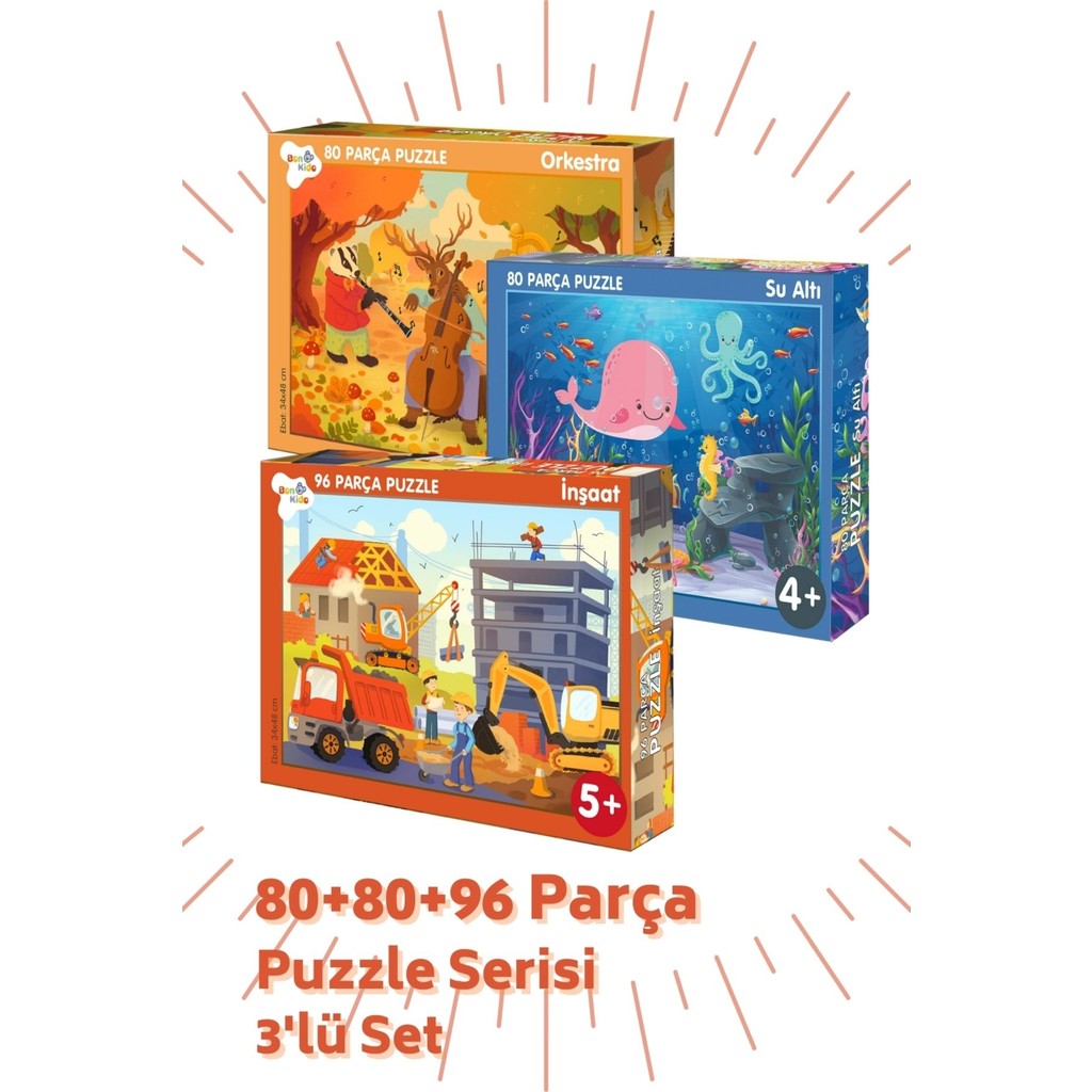 Bonkido 3 'lü Puzzle Set - 80, 80 ve 96 Parça Puzzle 4+Yaş Anne Bebek Oyuncak Fiyatı