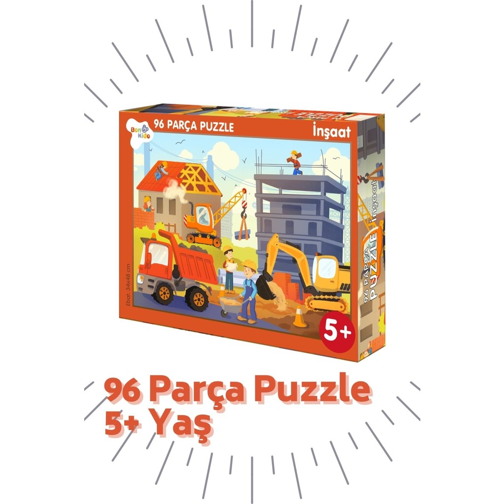 Bonkido 96 Parça, 5 Yaş Puzzle "inşaat" Puzzle Ebat 34X48CM BON8170 Anne Bebek Oyuncak Fiyatı