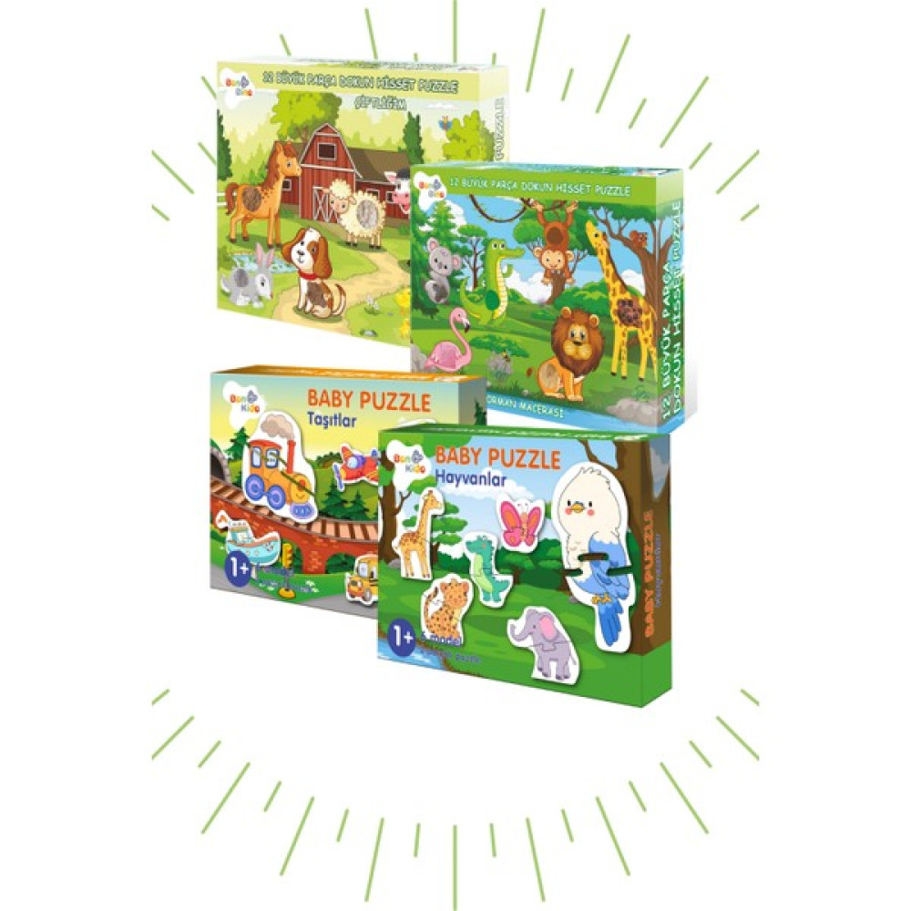 Bonkido Baby Set- 2 Farklı Dokun Hisset Puzzle + 2 Farklı Baby Puzzle 1+Yaş Oto Boyaları Fiyatı