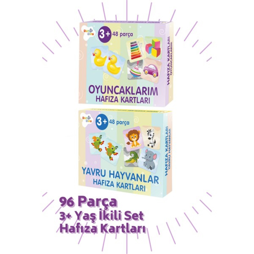 Bonkido Bonkidohafıza Kartları 2 Li Set, 96 Parça, 3 Yaş ( Oyuncaklarım ve Yavru Hayvanlar) BON80578040 Oto Boyaları Fiyatı