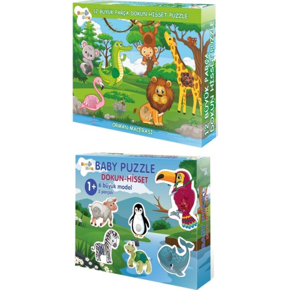 Bonkido Dokun-Hisset Serisi 2'li Set 12 Parça Baby Puzzle 2.set ve 12 Parça Puzzle Orman Macerası Puzzle & Aksesuarları Fiyatı